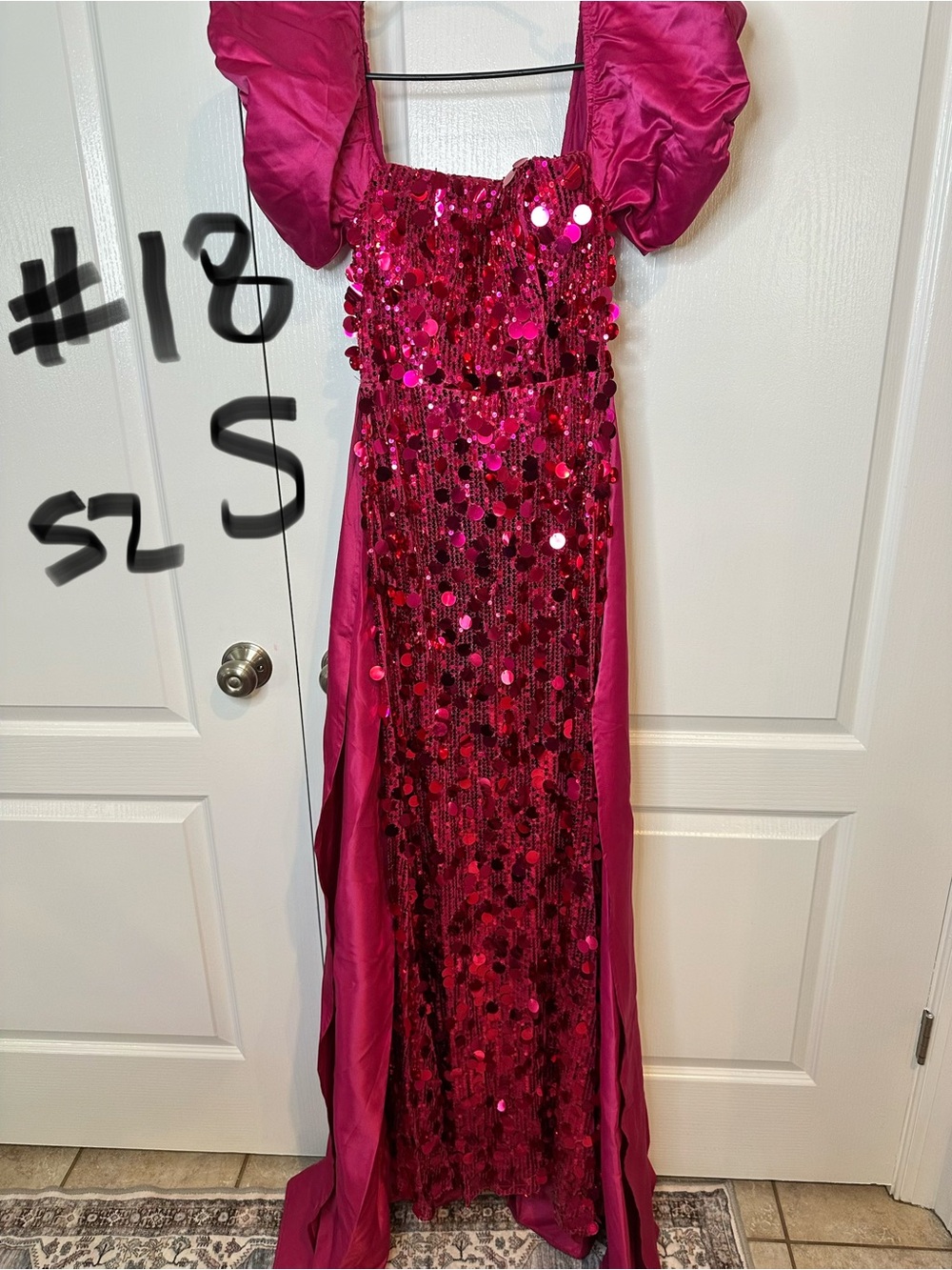 Fuchsia Sequin Evening Gown